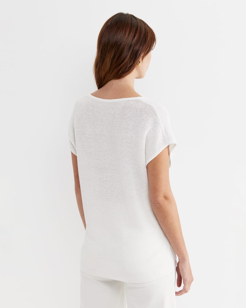 Luisa V-Neck Knit Top in MILK