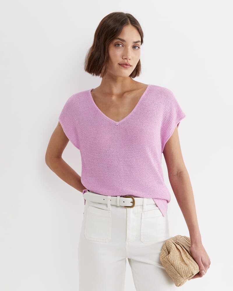 Luisa V-Neck Knit Top in ORCHID
