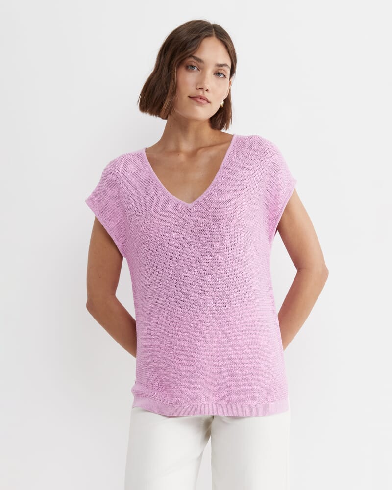 Luisa V-Neck Knit Top in ORCHID