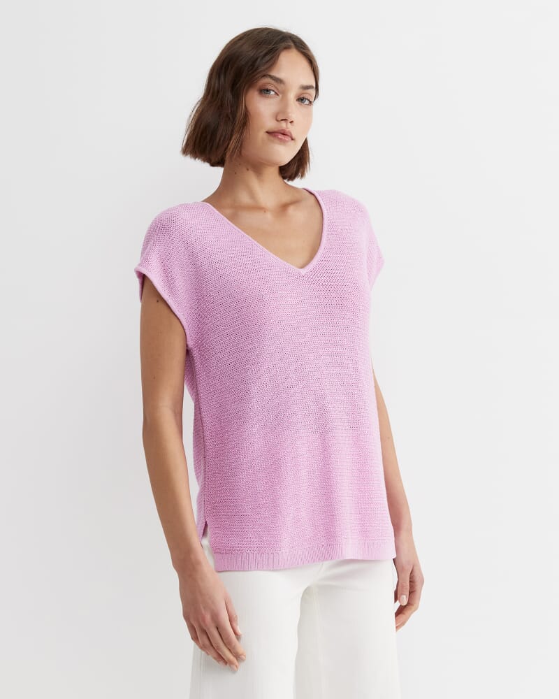 Luisa V-Neck Knit Top in ORCHID