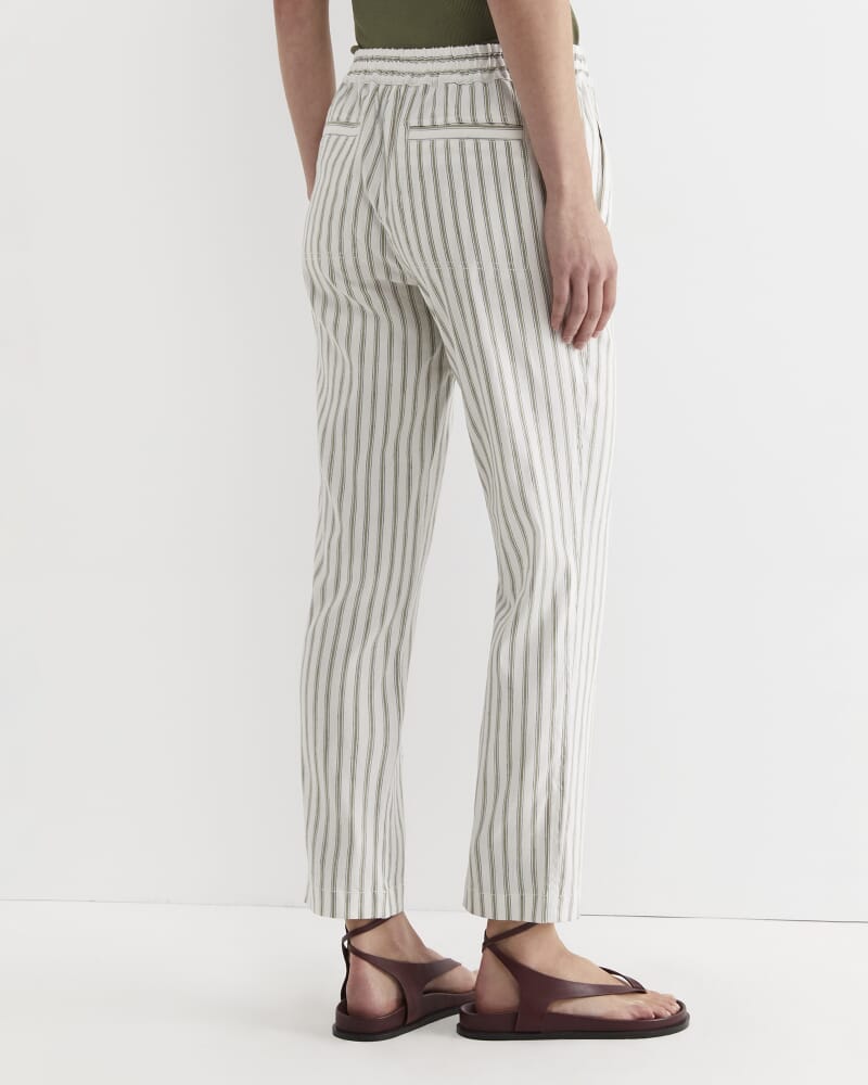 Rosa Stripe Linen Pant in WHITE/KHAKI