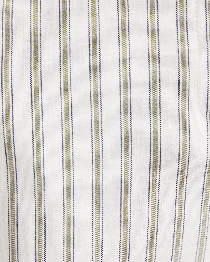 Rosa Wide Leg Linen Pant in WHITE/KHAKI