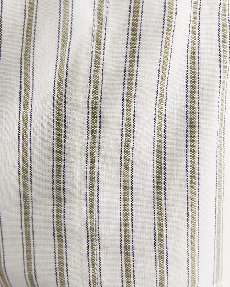 Rosa Stripe Linen Short in WHITE/KHAKI