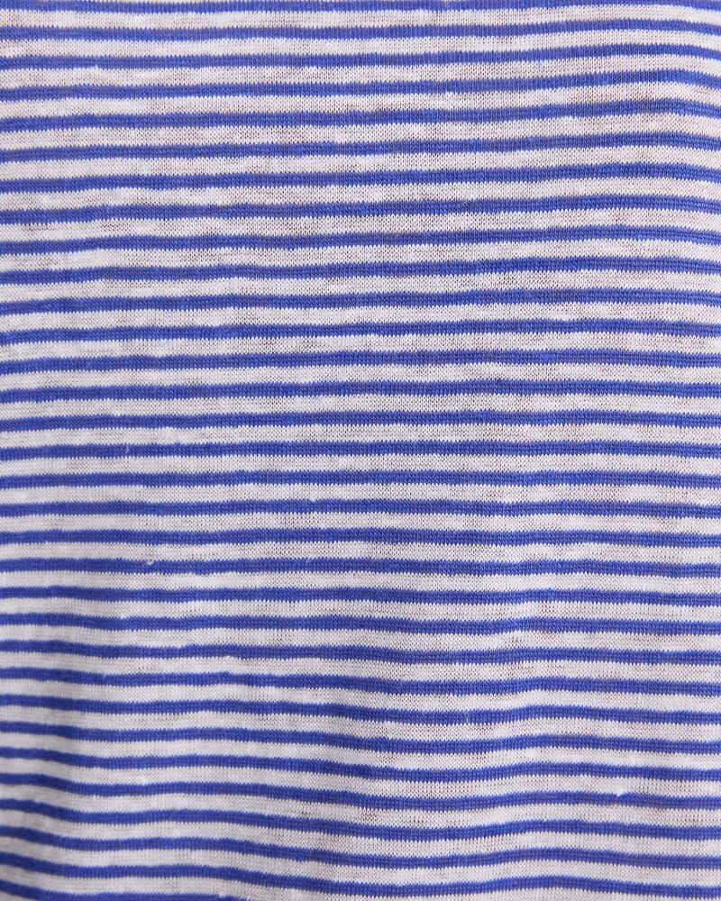 Cecile Linen Top in BLUE/WHITE
