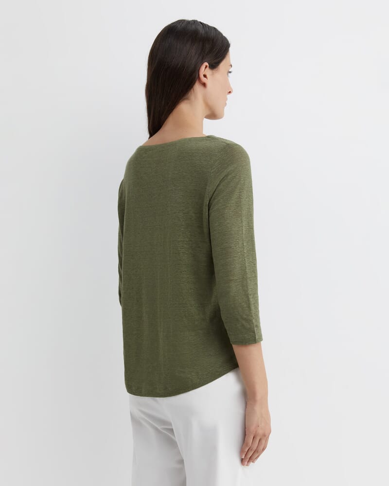 Cecile Linen Top in KHAKI