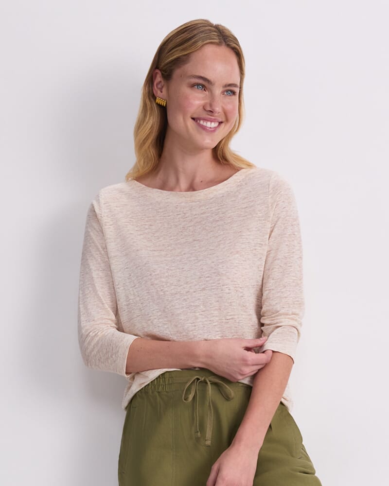 Cecile Linen Top in NATURAL MELANGE