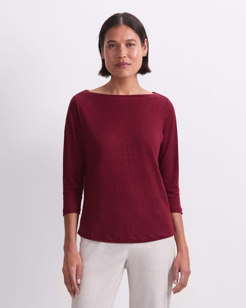 Cecile Linen Top in PINOT