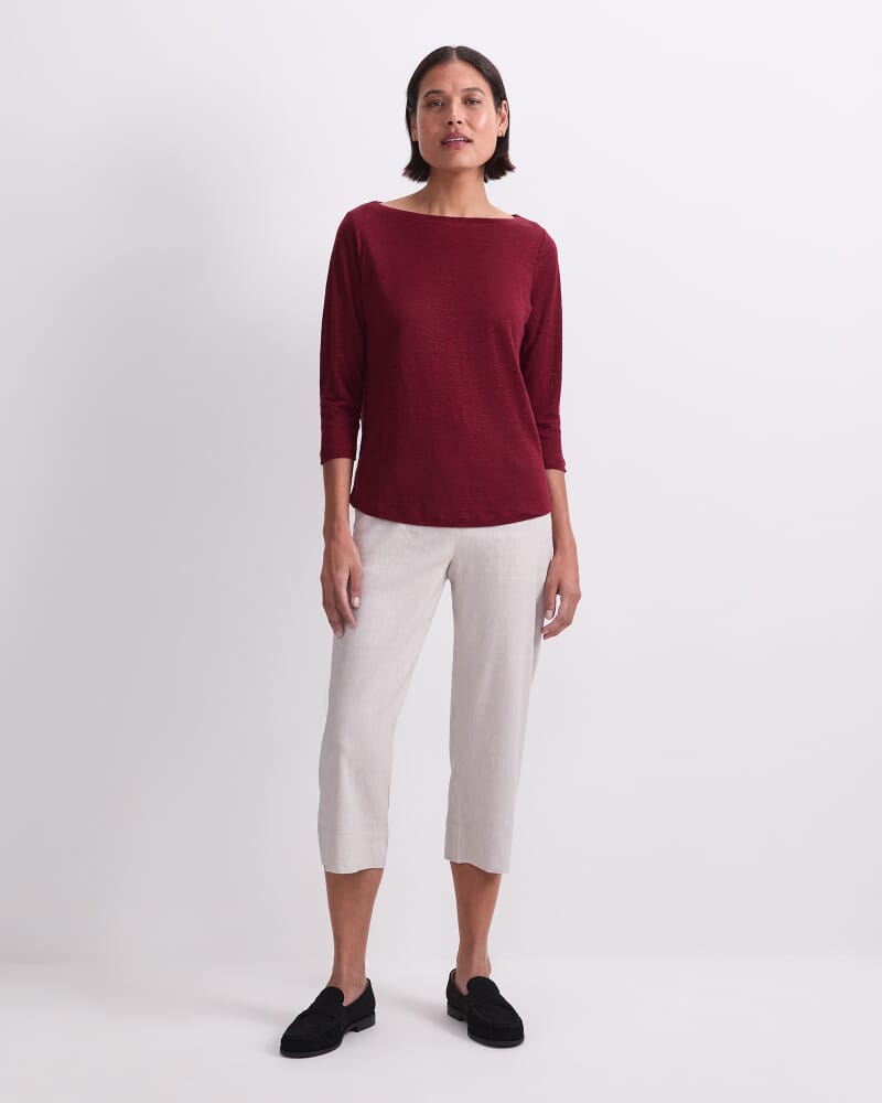 Cecile Linen Top in PINOT