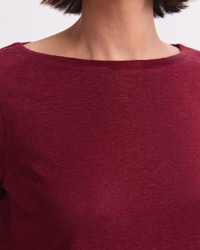 Cecile Linen Top in PINOT