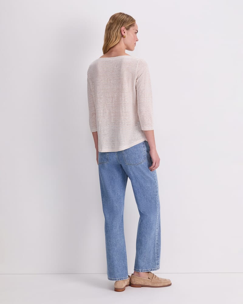 Cecile Linen Top in WHITE/NATURAL