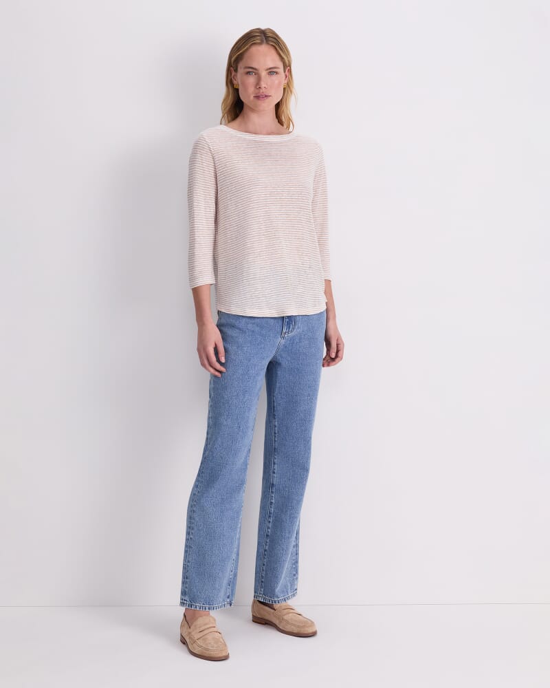Cecile Linen Top in WHITE/NATURAL