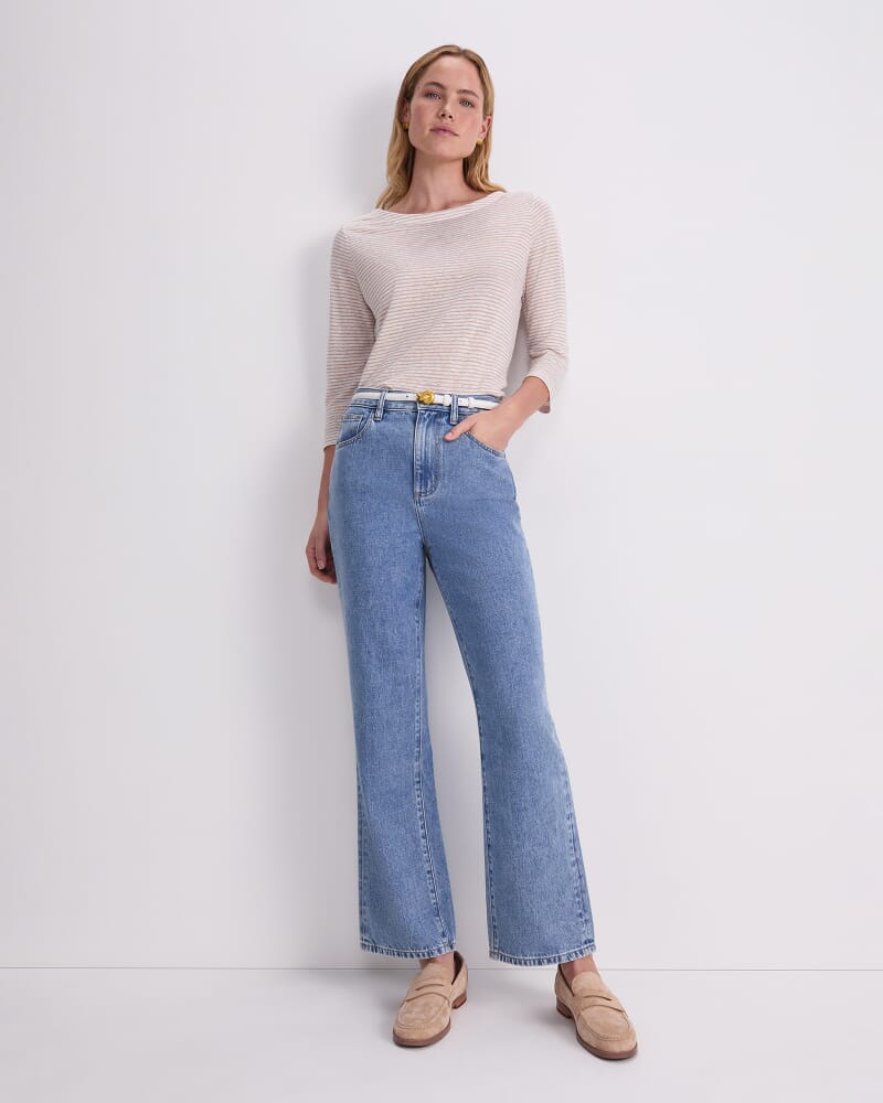 Cecile Linen Top in WHITE/NATURAL