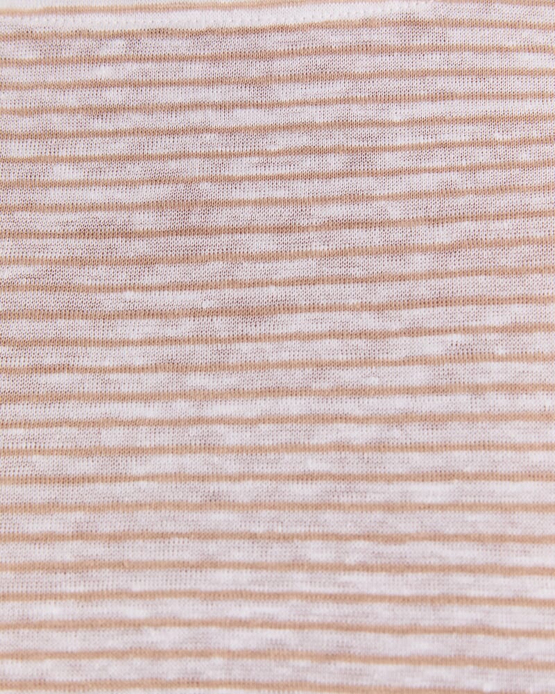 Cecile Linen Top in WHITE/NATURAL