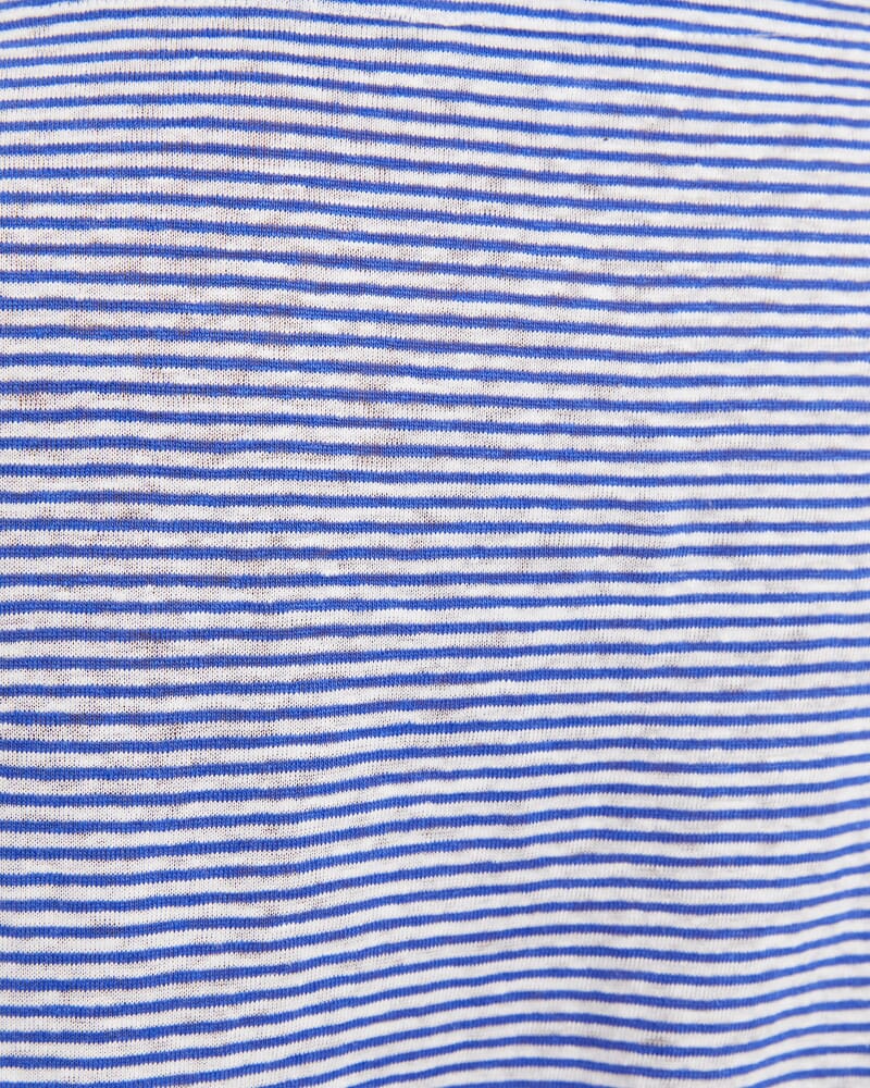 Cecile Linen Top in BLUE/WHITE