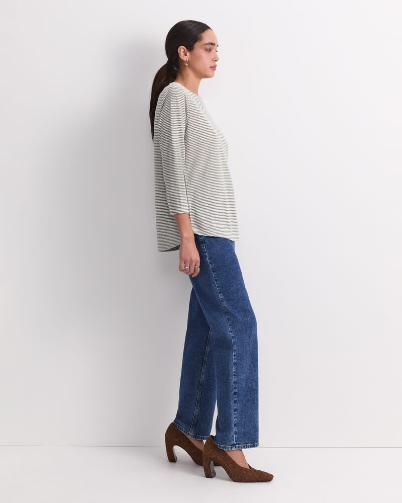 Cecile Linen Top in KHAKI/WHITE