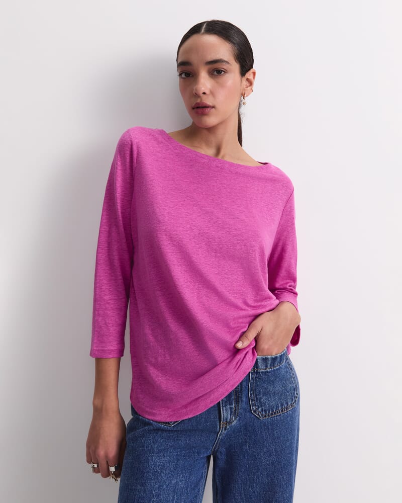 Cecile Linen Top in SHERBET