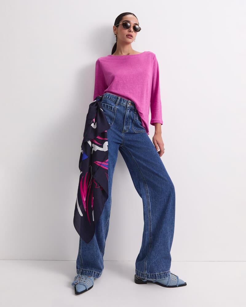 Cecile Linen Top in SHERBET