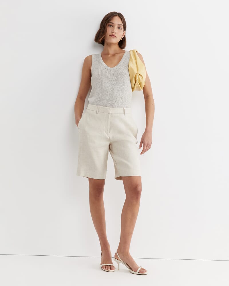 Lena Bermuda Linen Short in STRING