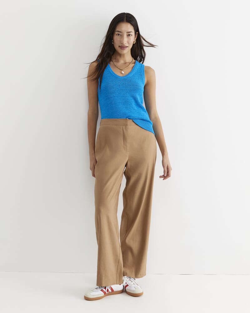 Rosa Wide Leg Linen Pant in TAN