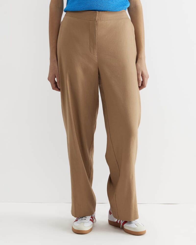Rosa Wide Leg Linen Pant in TAN