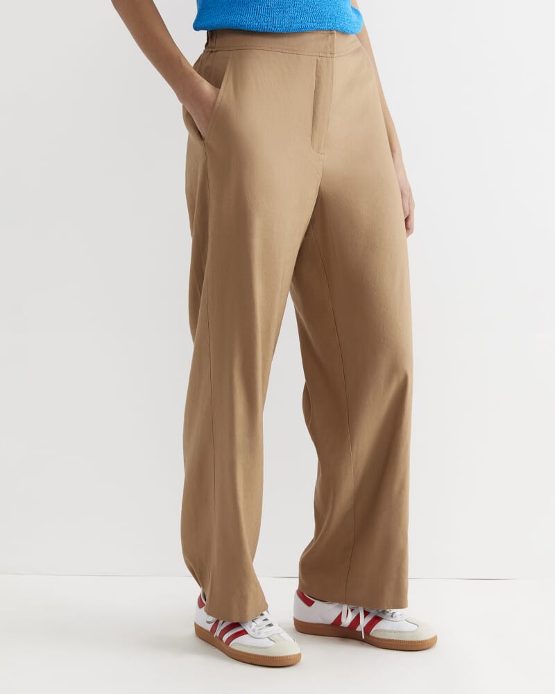 Rosa Wide Leg Linen Pant in TAN