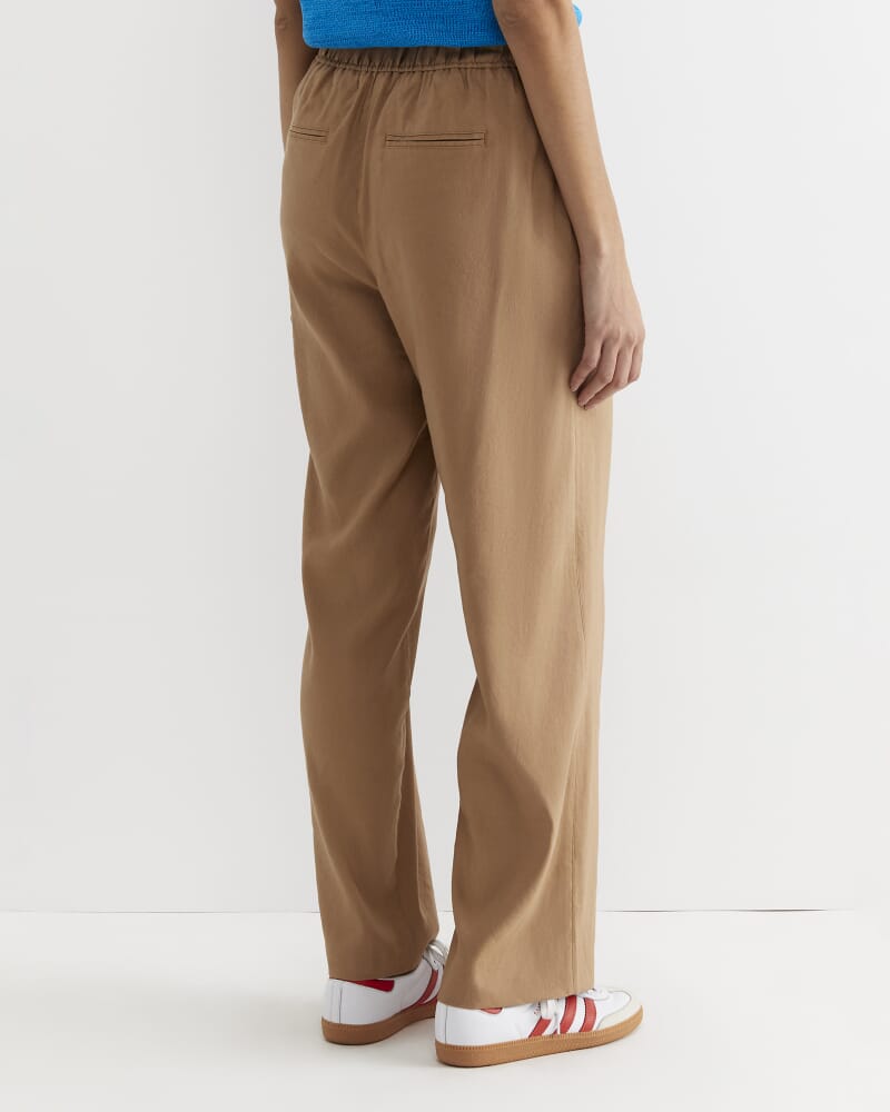 Rosa Wide Leg Linen Pant in TAN