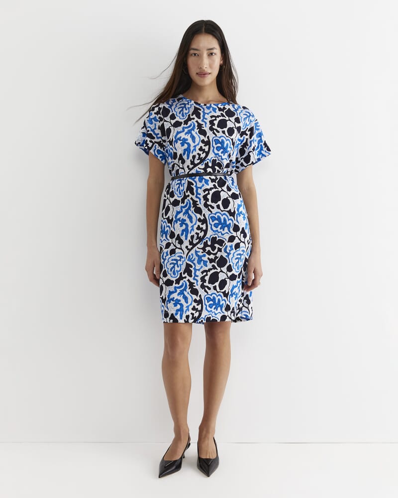 Nur Linen Dress in BLUE MULTI