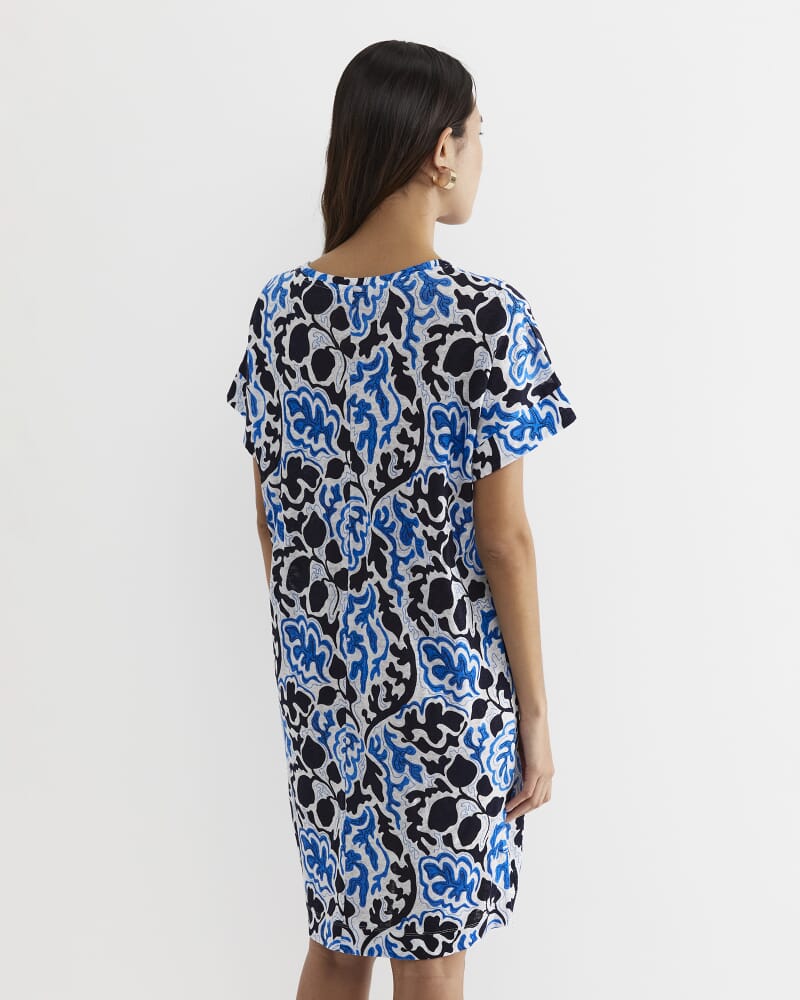 Nur Linen Dress in BLUE MULTI