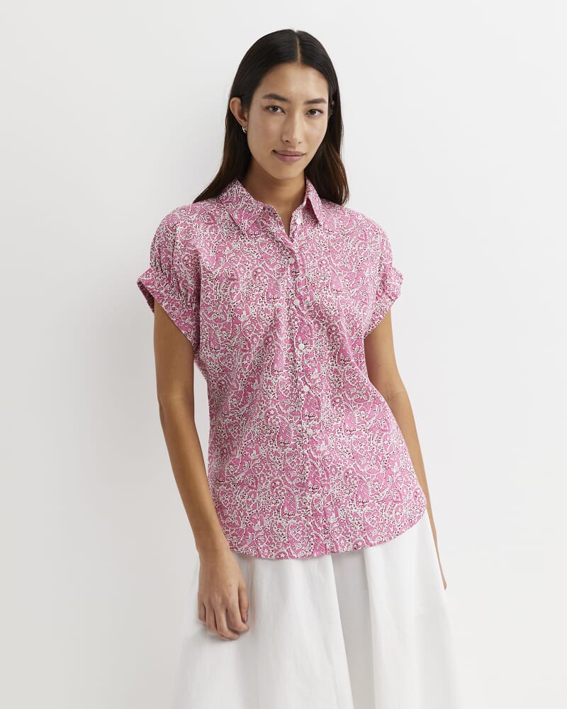 Laurel Short Sleeve Liberty Shirt in PINK MULTI