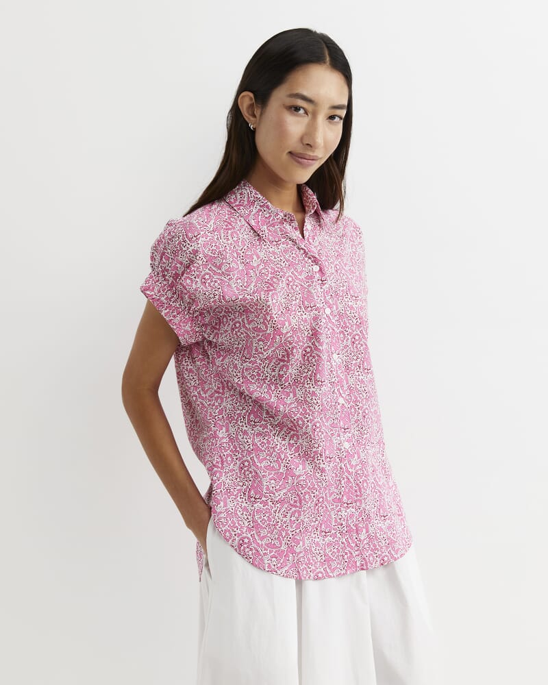 Laurel Short Sleeve Liberty Shirt in PINK MULTI