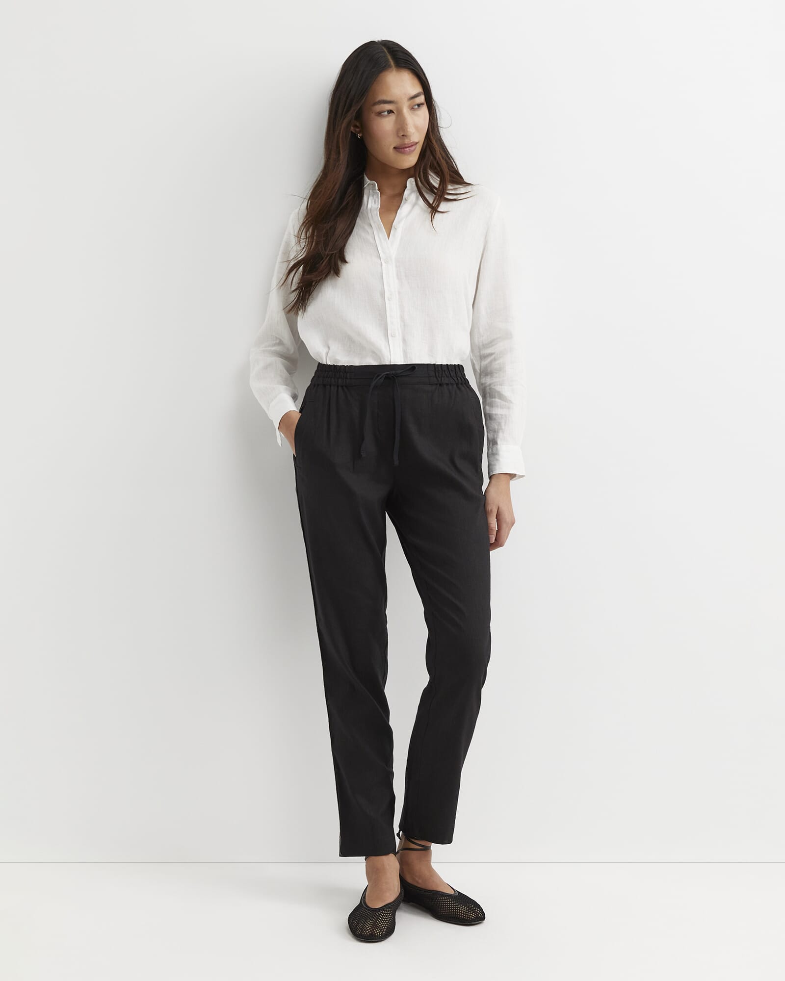 Rosa Bead Trim Linen Pant