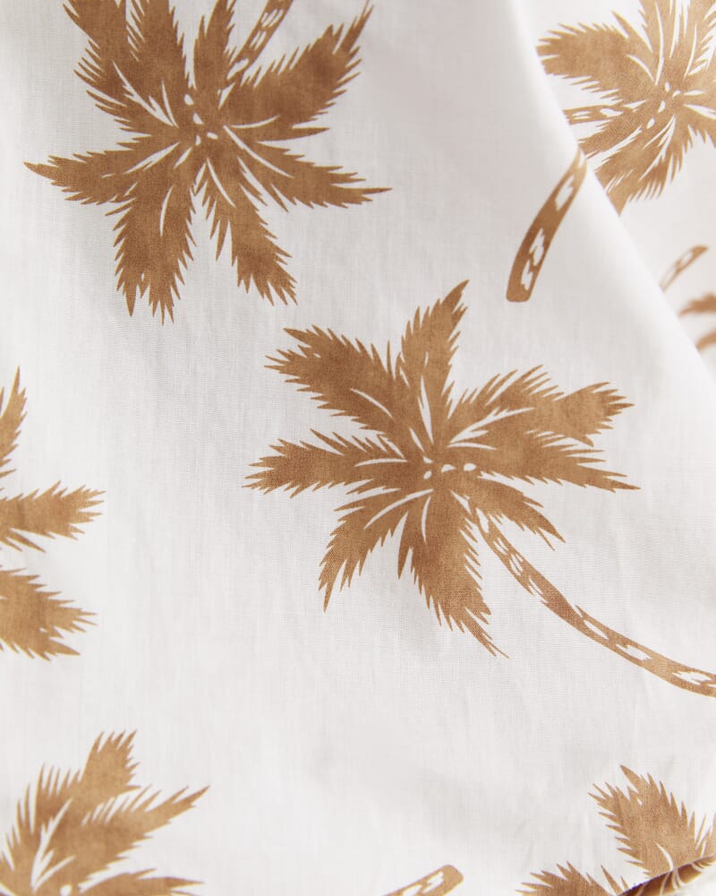 Palm Short Sleeve Lily Voile Shirt in TAN/WHITE