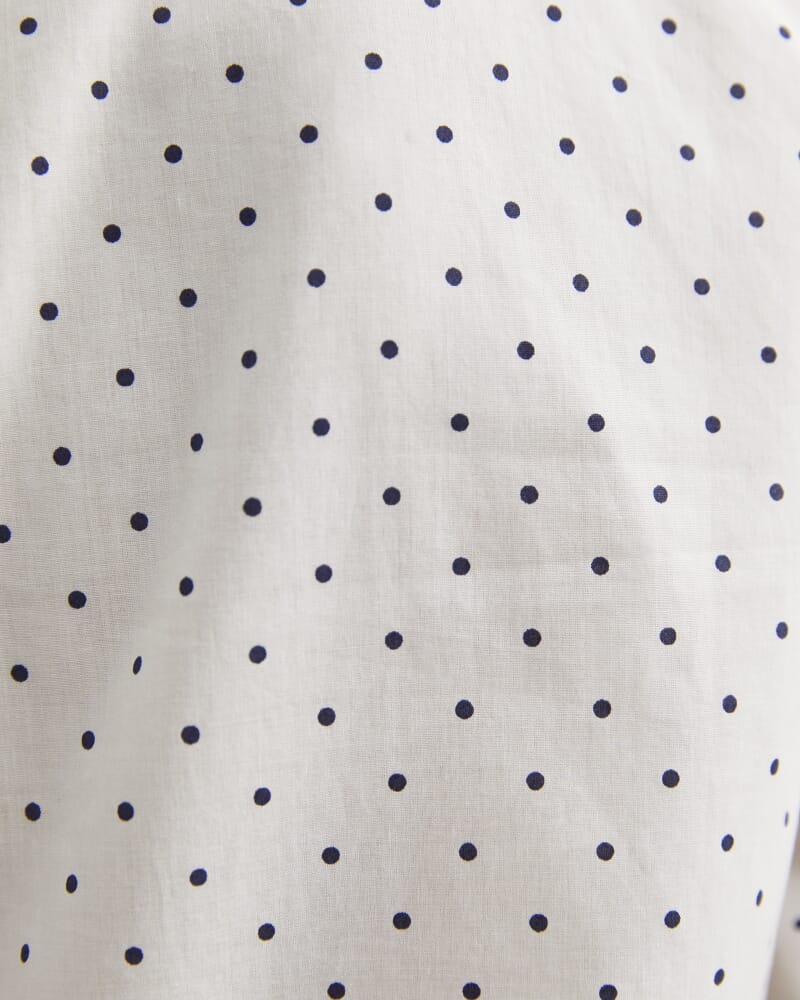 Spot Long Sleeve Lily Voile Shirt in WHITE/NAVY