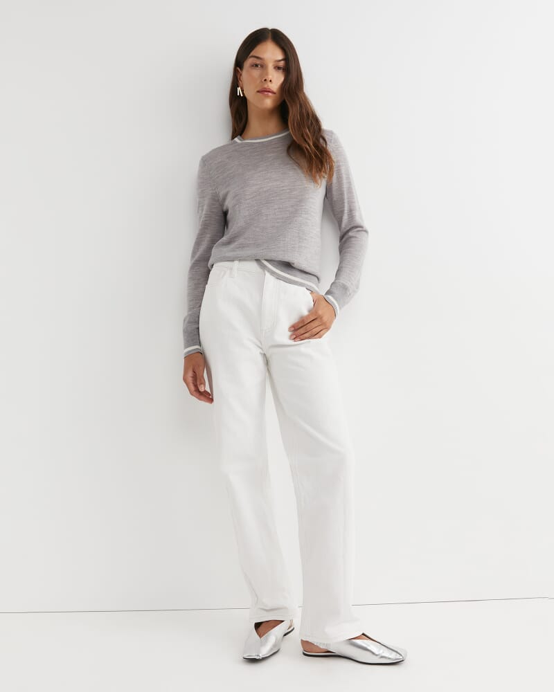 Francis Merino Crew Neck Knit in SILVER MELANGE