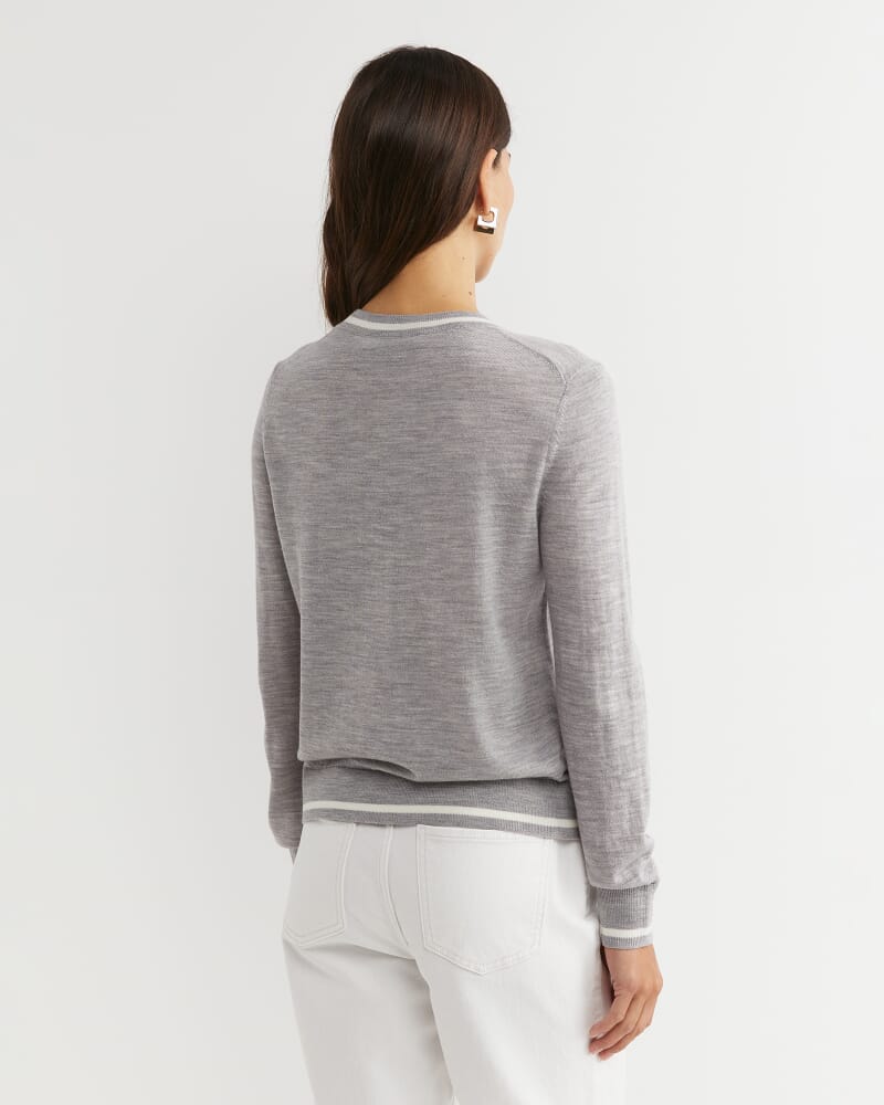 Francis Merino Crew Neck Knit in SILVER MELANGE