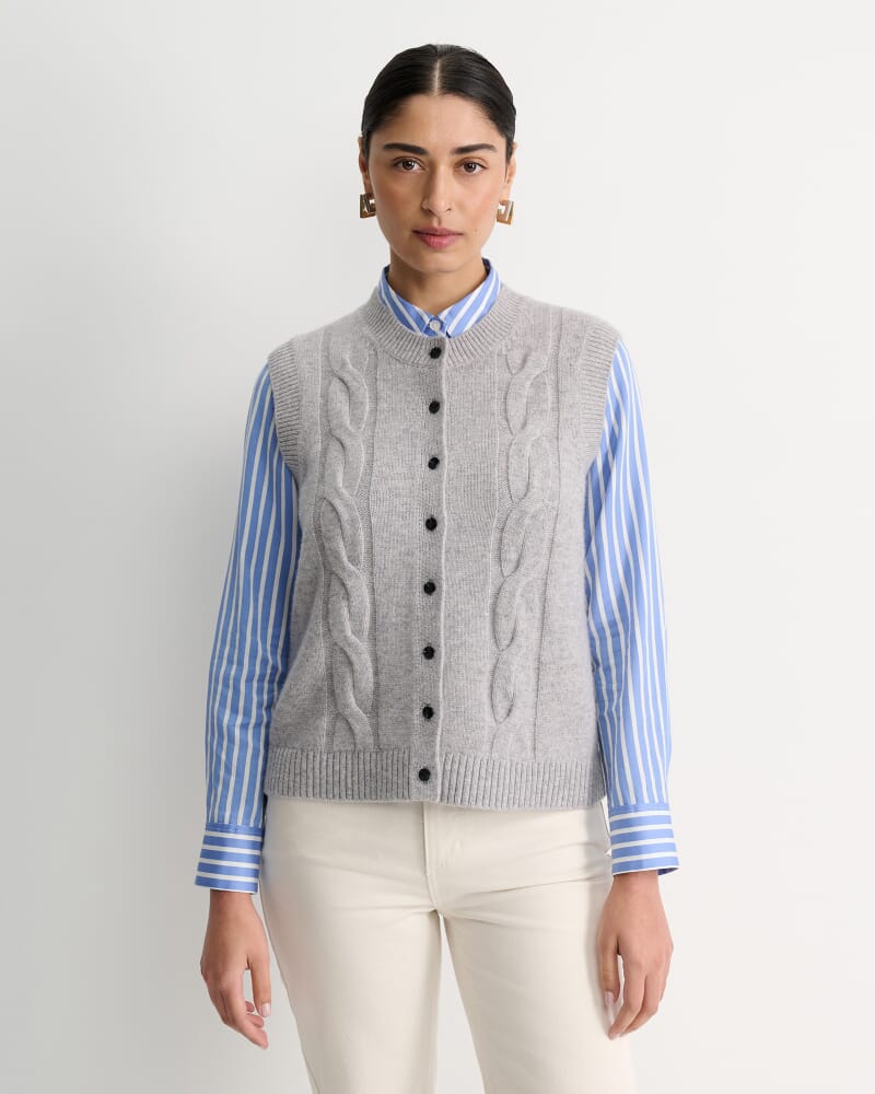 Pearl Chunky Cable Vest in GREY MELANGE