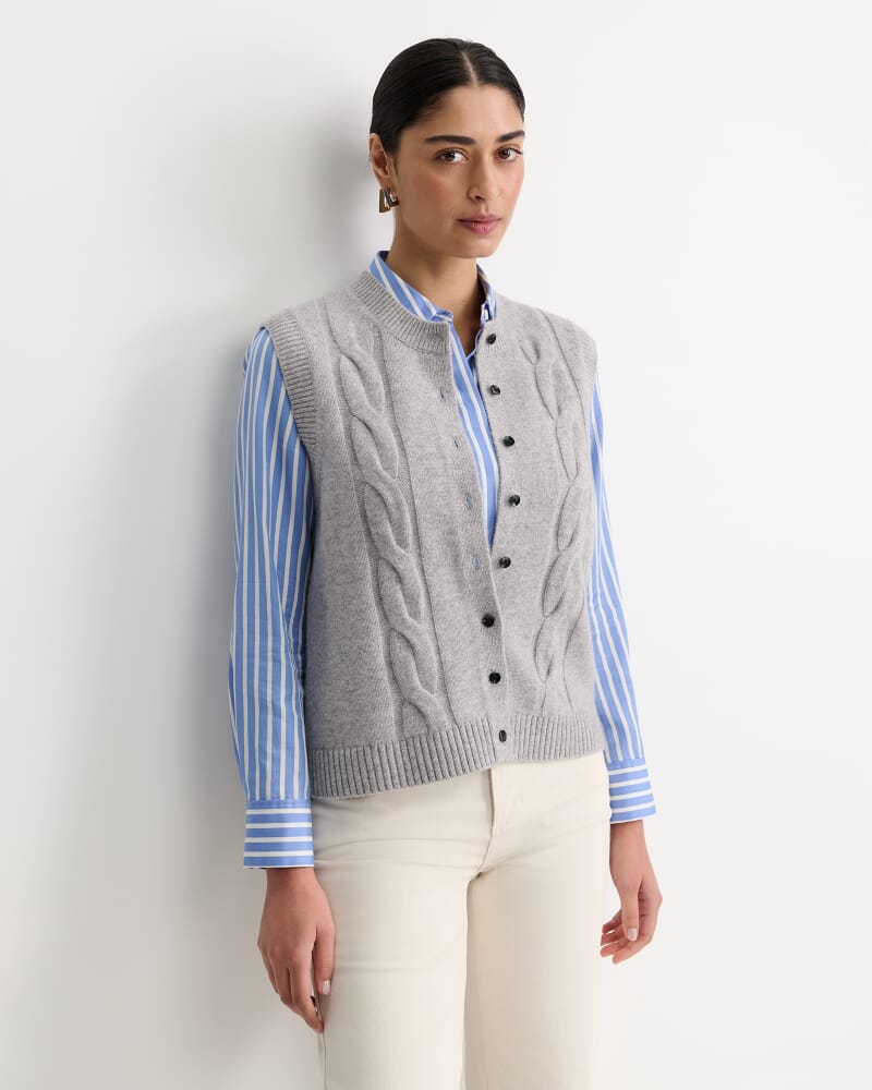 Pearl Chunky Cable Vest in GREY MELANGE