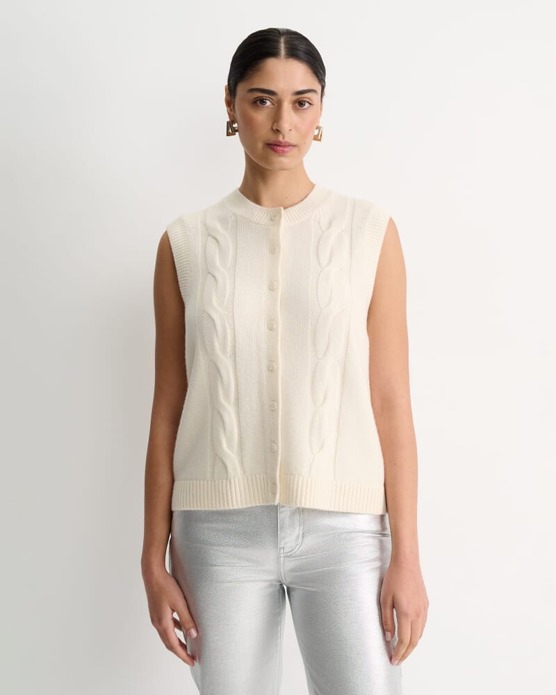 Pearl Chunky Cable Vest in WINTER WHITE