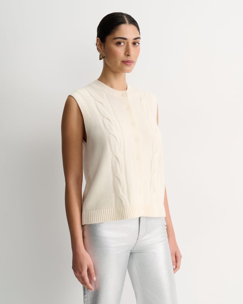 Pearl Chunky Cable Vest in WINTER WHITE