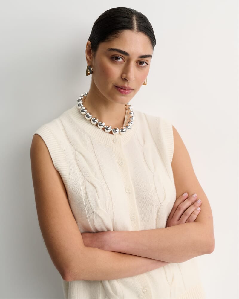 Pearl Chunky Cable Vest in WINTER WHITE