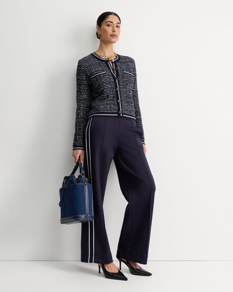 Wool Cotton Lady Jacket in NAVY/WHITE