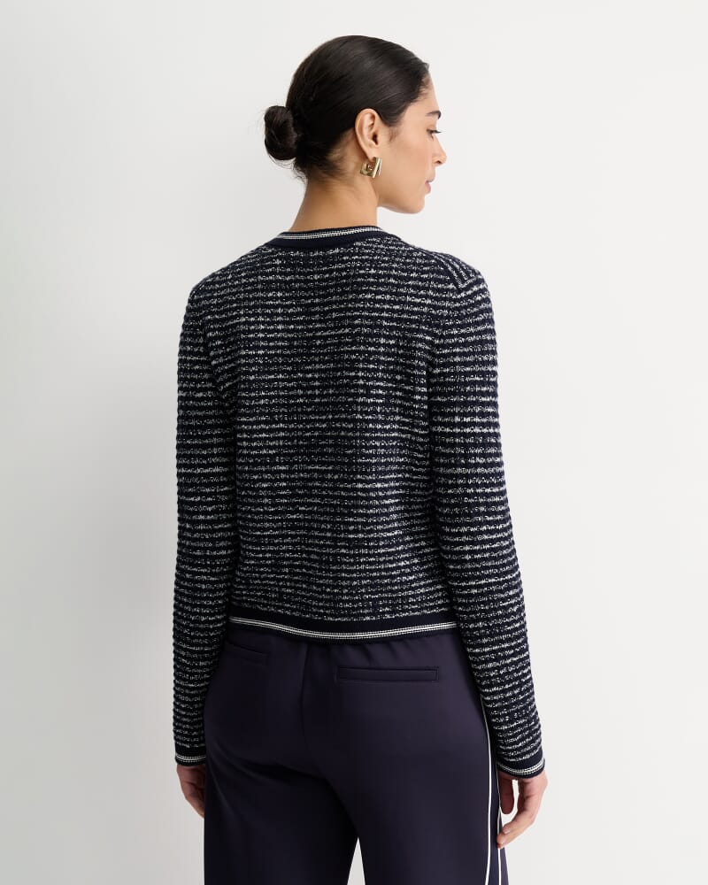 Wool Cotton Lady Jacket in NAVY/WHITE