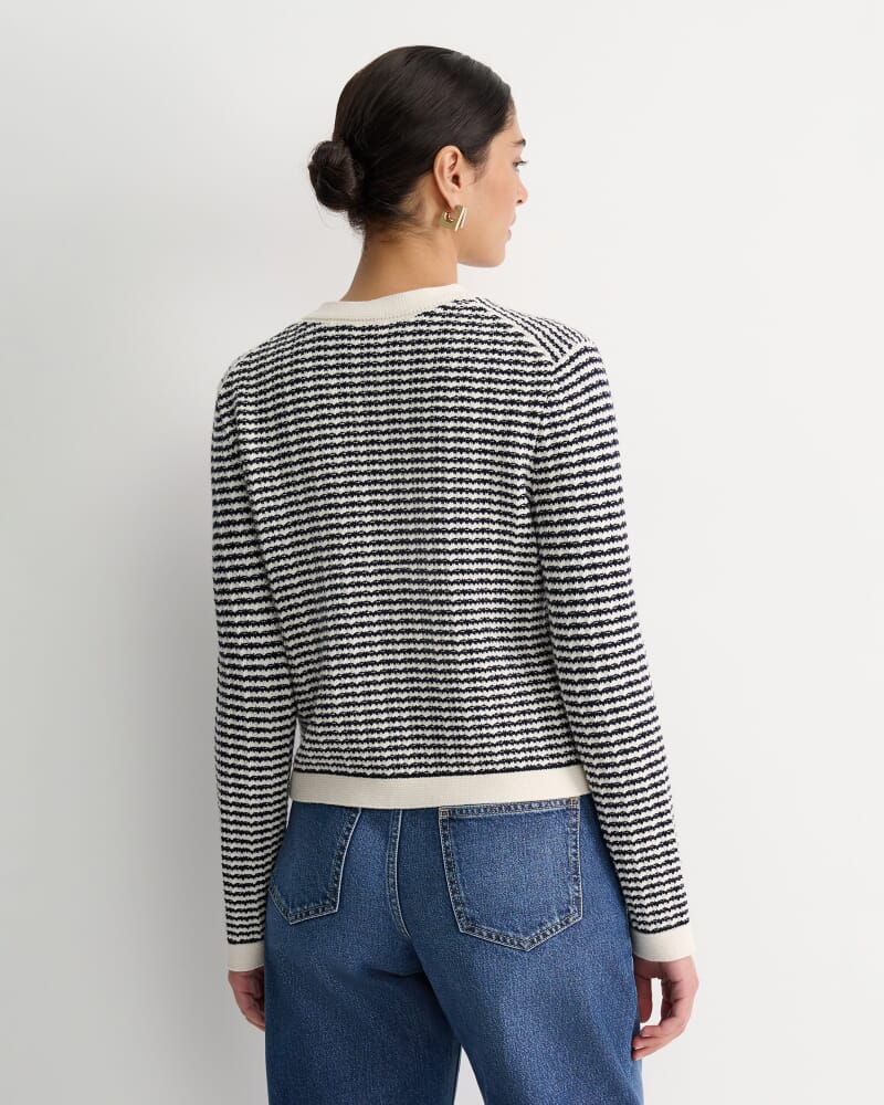 Wool Cotton Lady Jacket in WHITE/NAVY