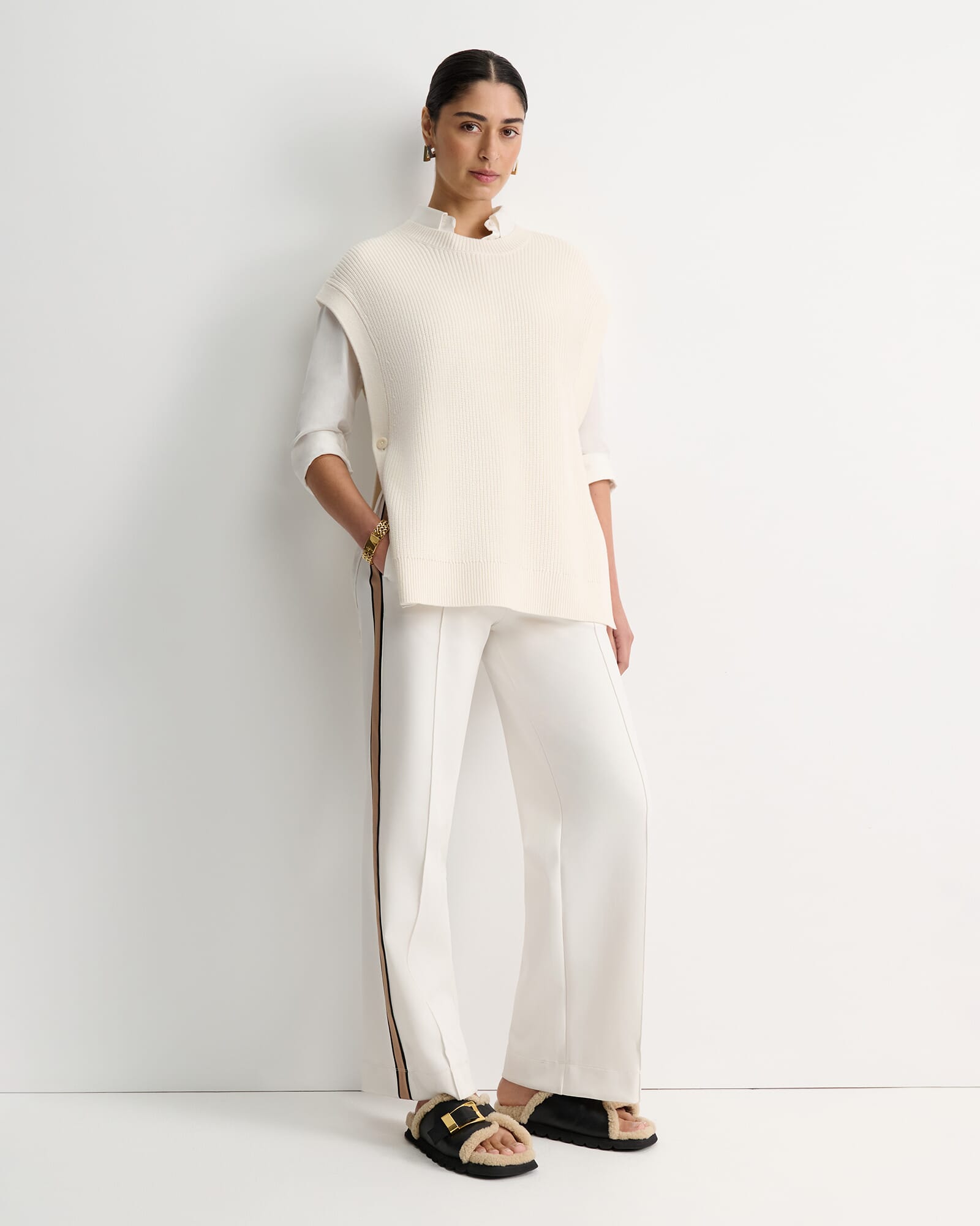 Wool Cotton Open Vest