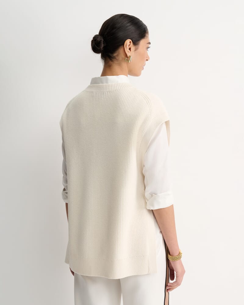 Wool Cotton Open Vest in WINTER WHITE