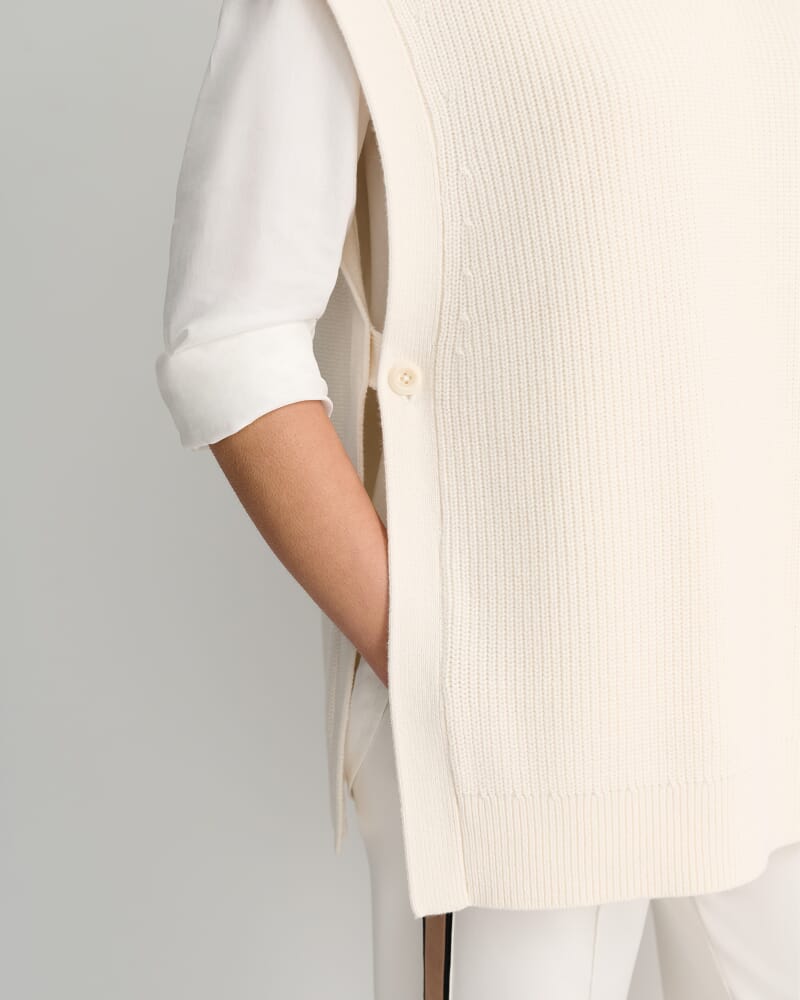 Wool Cotton Open Vest in WINTER WHITE
