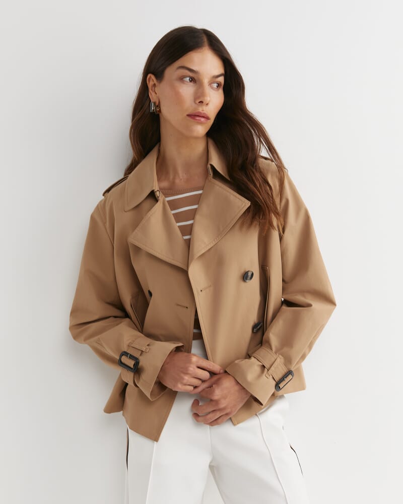 Audrey Crop Trench in PECAN