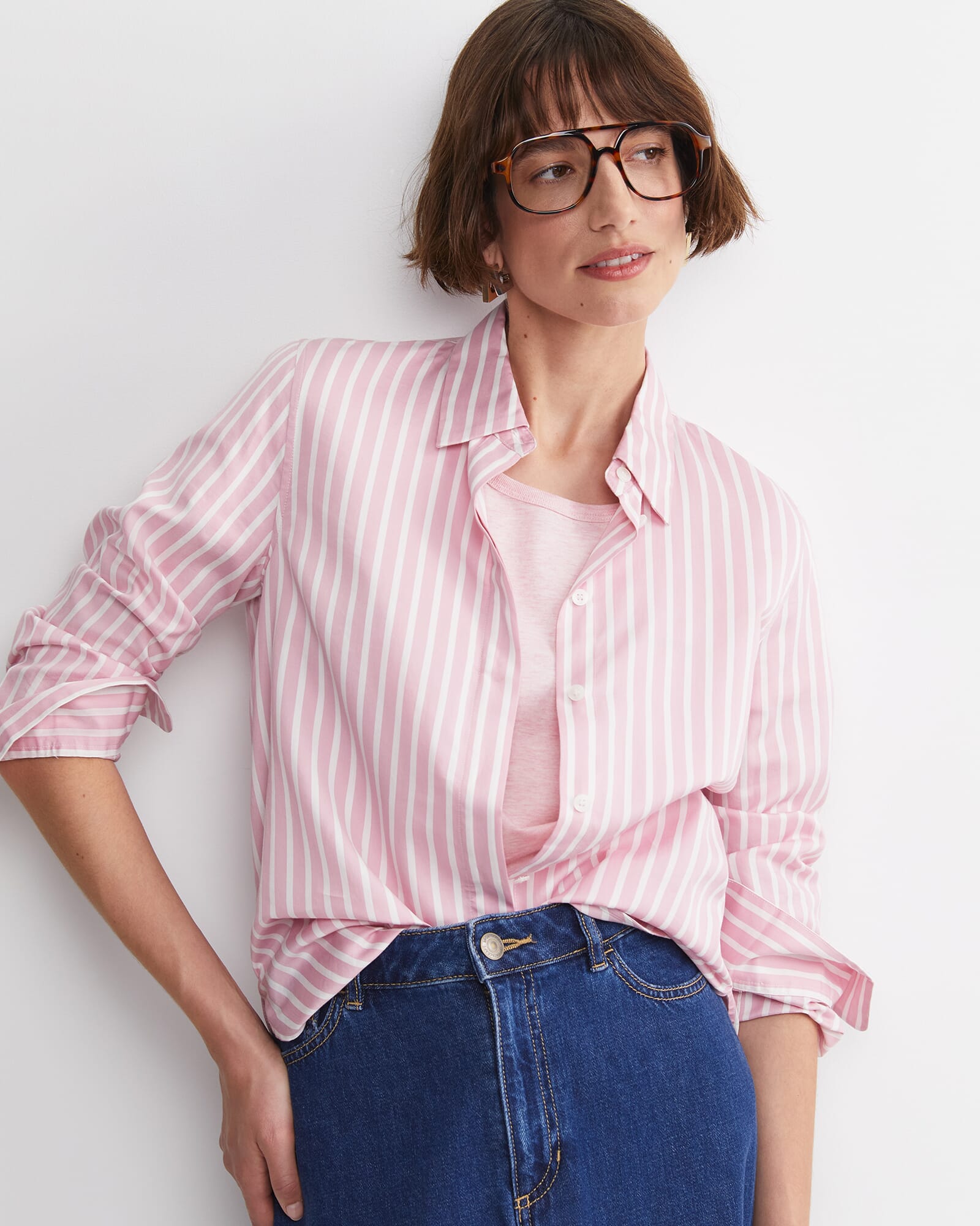Hannah Stripe Cotton Silk Shirt