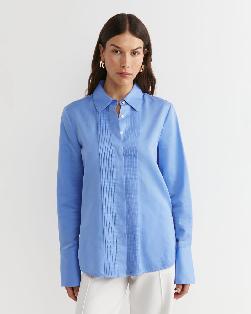 Hesper Pintuck Shirt in BELLE BLUE