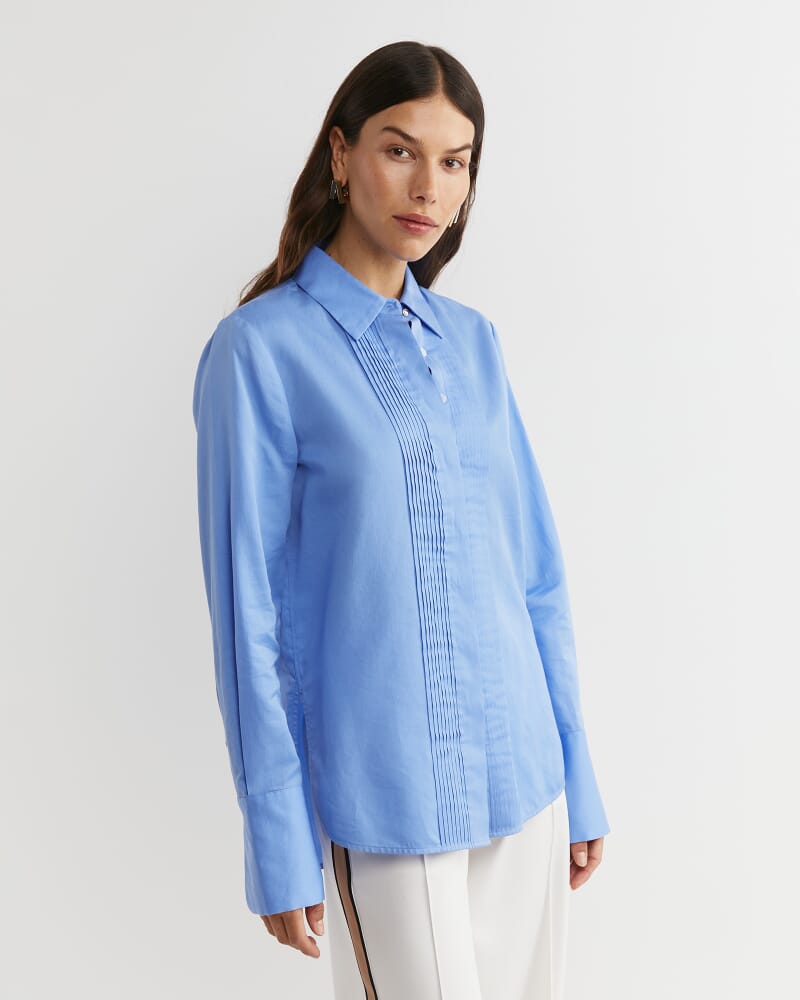 Hesper Pintuck Shirt in BELLE BLUE